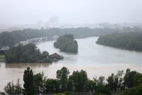 Hochwasser: Donau–Save-Zusammenfluss in Belgrad am Morgen des 17. Mai 2014