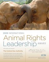 PETA Indien vergibt „Animal Rights Leadership Award“ 2009 an die Zentrale Zoobehörde (CZA)
