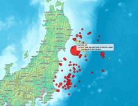 Karte der Beben vom 11. März 2011. Bild: Heinz-Josef Lücking / de.wikipedia.org