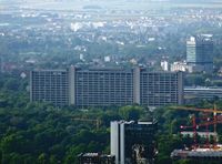Blick auf die Deutsche Bundesbank in Frankfurt am Main (vom Main Tower aus)