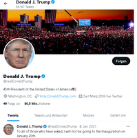 Bild: Screenshot Twitterkanal "@realDonaldTrump" (https://twitter.com/realDonaldTrump) / Eigenes Werk