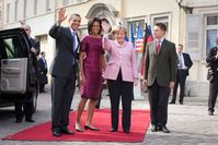 Angela Merkel mit US-Präsident Barack Obama, dessen Frau sowie Joachim Sauer (3. April 2009)