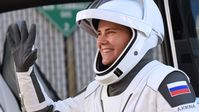 Die russische Kosmonautin Anna Kikina vor dem Start am 5. Oktober 2022 in Cape Canaveral, Florida, USA.