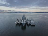 PHOTOEX OSLOFJORD.Von links, HNLMS Willemstad, BNS Bellis, FGS Donau, HMS Grimsby, HNOMS Otra