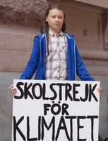 Greta Thunberg vor dem schwedischen Parlamentsgebäude in Stockholm, August 2018