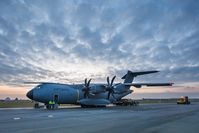 Airbus A400M während der Beladung für den Syrien-Einsatz auf dem Fliegerhorst in Jagel am 10.12.2015. Bild: Bundeswehr/Jane Schmidt