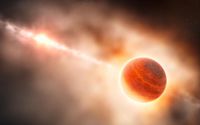 Künstlerische Darstellung eines Gasriesen, der sich in der staubigen Umgebung des jungen Sterns HD 100546 bildet
Quelle: Illustration: ESO/L. Calçada (idw)