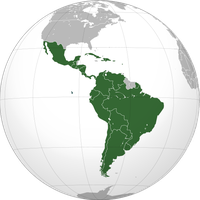 Lateinamerika gemäß einer erweiterten Definition: inklusive der französischsprachigen Länder Französisch-Guayana und Haiti.