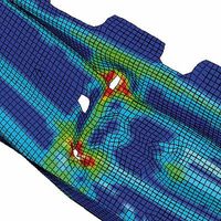 Berechnete Schädigung in einer Crashsimulation. Bild: Fraunhofer IWM