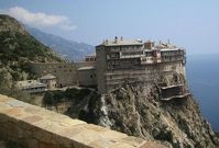 Das Kloster Simonos Petras auf dem Berg Athos in Griechenland. Bild: Christis:Diderot / Greek Wikipedia