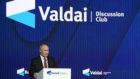 Wladimir Putin bei seiner Rede vor dem Internationalen Diskussionsklub Waldai (2022)