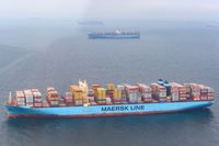 Containerschiff vor Hamburg, 09. Juni 2022 Bild: Jonas Walzberg / www.globallookpress.com