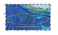 Eine Karte der Christmas Island Seamount Provinz. In gelb sind Arbeitsstationen der Expediton von 2008 eingezeichnet.Quelle: Grafik: IFM-GEOMAR (idw)