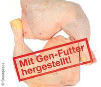 Gerade die Geflügelfleischbranche sorgt oft dafür, dass Gentechnik auf dem Teller landet. Bild: Greenpeace
