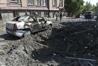 Symbolbild: Ein nach Beschuss durch ukrainische Streitkräfte ausgebranntes Auto Bild: Taisija Woronzowa / Sputnik