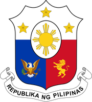 Wappen der Republik der Philippinen, Wahlspruch: „Für Gott, die Menschen, die Natur und das Land“