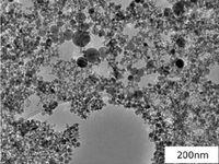 Nanopartikel aus Magnetit in einer Lösung unter dem Mikroskop.