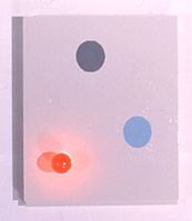 Bild 2: David Clarkson, Afterimage Painting, 1996, Glühbirne, Emaille auf Holz, 24 x 18 x 2 inches