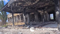 Zerstörte Gebäude des Flughafens von Sewerodonezk (Screenshot aus dem Video von RIA Nowosti, 1. Juli 2022) Bild: RIA Nowosti / https://t.me/rian_ru/169526 / Sputnik