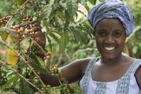 Das Titelbild des GEPA-Geschäftsberichts 2016 zeigt die Kaffeebäuerin Agnes Tumuramye, Mitglied der Kooperative ACPCU in Uganda. Die GEPA bezieht Bio-Rohkaffee von ACPCU. Bild: "obs/GEPA mbH/GEPA/C. Nusch"