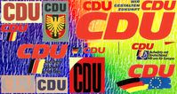 CDU Logos: Erkennbar - die BRD-Flagge wird mit der Zeit immer bedeutungsloser neben der Flagge der Europäischen Union.