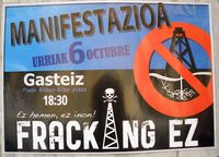 Aufruf zu einer Anti-Fracking-Demonstration im Oktober 2012 in der Stadt Vitoria-Gasteiz im spanischen Baskenland.