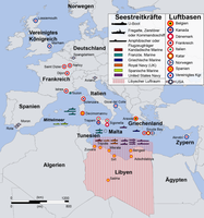 Karte zum internationalen völkerrechtswidrigen Militäreinsatz gegen Libyen 2011 (Symbolbild)