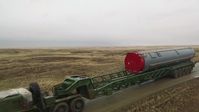 Russische ballistische Interkontinentalrakete "Awangard" im Transport- und Bereitschaftscontainer auf dem Weg zu ihrem Startsilo. Gebiet Orenburg, 16. Dezember 2020