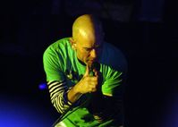 Stipe with R.E.M. performing at Langerado, 2008
