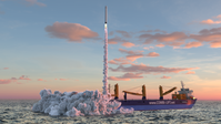 So soll die Startplattform in der Nordsee voraussichtlich aussehen. Bild: Screenshot Internetseite: "https://offshore-spaceport.de/de/" / Eigenes Werk