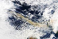 Aktuelle Satellitenbilder zeigen eine Aschenfahne von Island bis nach Nordwesteuropa. Bild: ESA