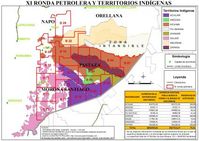 Landkarte zur XI. Runde über Erdöl und indigene Territorien. Bild: "obs/Stiftung AMAZONICA"