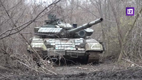 Einer der wieder instandgesetzten Panzer in der DVR (Screenshot) Bild: https://t.me/izvestia/113639 / RT