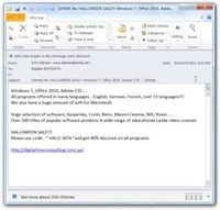 Von Bitdefender entdeckte Spam-Mail, die Piraten-Software bewirbt