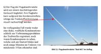Der kompakte, durchgängige weiße Kondensstreifen einer BUK-M1 Rakete, der  noch bis zu 10 Minuten nach Abschuss am  Himmel zu sehen ist. Vergleichbar mit den häufig zu beobachtenden Kondensstreifen von Düsenjägern. Bitte den Aufstiegswinkel beachten. Bild: HTPP// MH17-Report-Russian-Union-of- Ingeneers140818