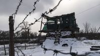 Das Gelände einer ehemaligen Wurstfabrik, in der ein illegales Gefängnis des nationalen Bataillons Aidar im Dorf Polovinkino, Bezirk Starobel, Volksrepublik Luhansk, eingerichtet wurde.