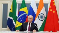 23. August 2023: Wladimir Putin nimmt per Videoübertragung am BRICS-Gipfel teil Bild: Sputnik / Michail Klimentjew