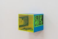Henrik Olesen / Box, 2018 / Siebdruck auf Holz, Acryl, Lack, Druck auf Papier, Plexiglas / 32 x 39 x 32 cm  Bild: Kunstmuseum Liechtenstein Fotograf: Maier Sandra