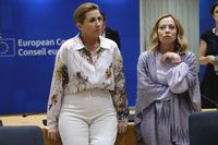 v.l.n.r. Mette Frederiksen und Giorgia Meloni (2024)