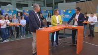 Prof. Dr. Jörg Meuthen im Gespräch mit Nicola Beer (FDP) und Moderator Mitri Sirin vom ZDF-Morgenmagazin am 8.5.2019