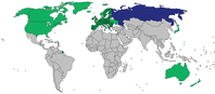 Karte mit Ländern, die 2014 Sanktionen gegen russische und/oder ukrainische Individuen oder Unternehmen verhängt haben:﻿EU﻿andere Länder﻿Russland