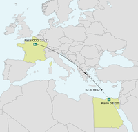 Schematische Darstellung der Route von Egypt-Air-Flug 804