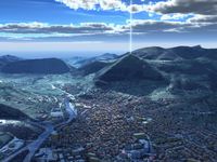 Künstlerische Darstellung des 28 kilo Hertz Signals aus der Sonnenpyramide in Bosnien