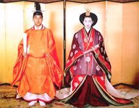 Hochzeitsfoto des damaligen Kronprinzen Akihito mit Michiko Shōda (1959)