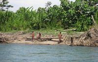 Dutzende Male kam es in den letzten Jahren zum Aufeinandertreffen von unkontaktierten Mashco-Piro-Indianern, Touristen und Siedlern. (Foto von 2011) © G. Galli/www.survivalinternational.de