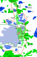 Karte Ostjerusalems; die blauen Punkte stellen israelische Siedlungen auf Palästinensergebiet dar. Bild: Kordas /