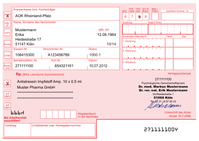 Muster 16: Formular für Arzneimittelverordnungen (deutsches Krankenkassenrezept)