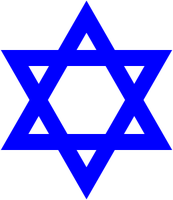 Davidstern: Wird von dem Glauben "Judentum" benutzt. Er ist tatsächlich das alte Symbol für männliche (Dreieckspitze oben) und weibliche (Dreieckspitze unten) in Kombination und ist wie das sog. Hackenkreuz Symbol für Frieden.