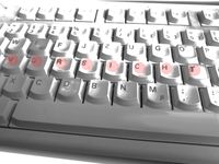 Symbolbild Polizei: PC-Tastatur mit Schriftzug "Vorsicht"