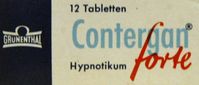 Packung Contergan forte - Wurde auch ohne genaue Prüfung zugelassen Bild: wikipedia.org